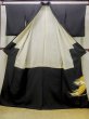 Photo3: M1216D Vintage Japanese women   Black TOMESODE formal / Silk. KUMIHIMO rope with tassels Straw design  (Grade B) (3)