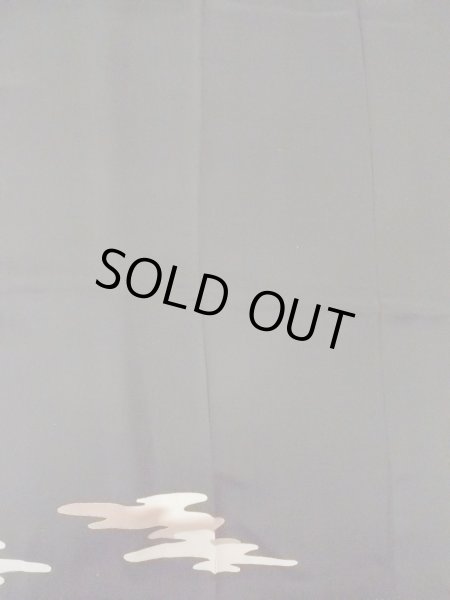 Photo6: M1228A Antique Japanese women   Black TOMESODE formal / Silk. Chrysanthemum,   (Grade C) (6)