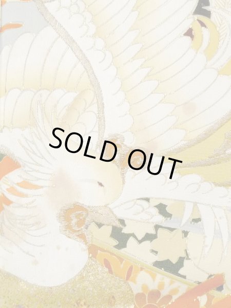 Photo7: M1228B Vintage Japanese women   Black TOMESODE formal / Silk. Chrysanthemum,   (Grade C) (7)