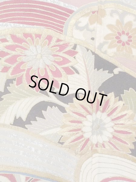 Photo7: M1228D Vintage Japanese women   Black TOMESODE formal / Silk. Chinese flower, Aging deterioration.  (Grade C) (7)