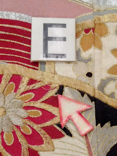 Photo22: M1228D Vintage Japanese women   Black TOMESODE formal / Silk. Chinese flower, Aging deterioration.  (Grade C) (22)