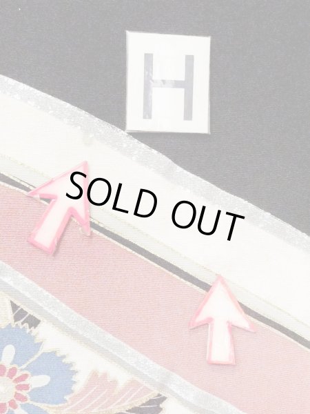 Photo25: M1228D Vintage Japanese women   Black TOMESODE formal / Silk. Chinese flower, Aging deterioration.  (Grade C) (25)