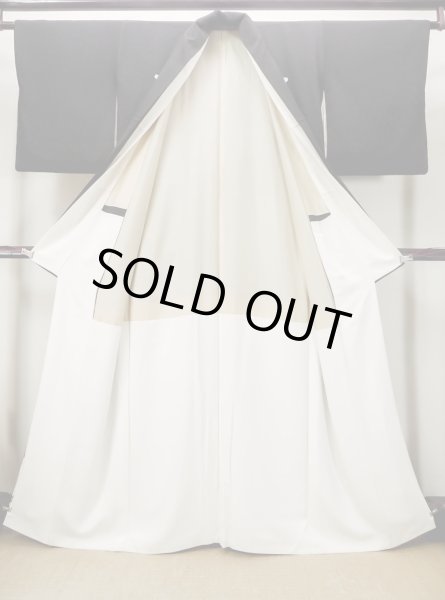 Photo3: M1228F Vintage Japanese women   Black TOMESODE formal / Silk. Haze,   (Grade C) (3)