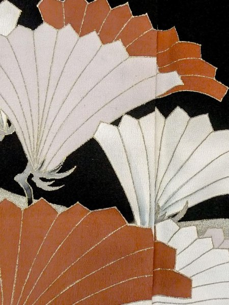 Photo9: M1228F Vintage Japanese women   Black TOMESODE formal / Silk. Haze,   (Grade C) (9)