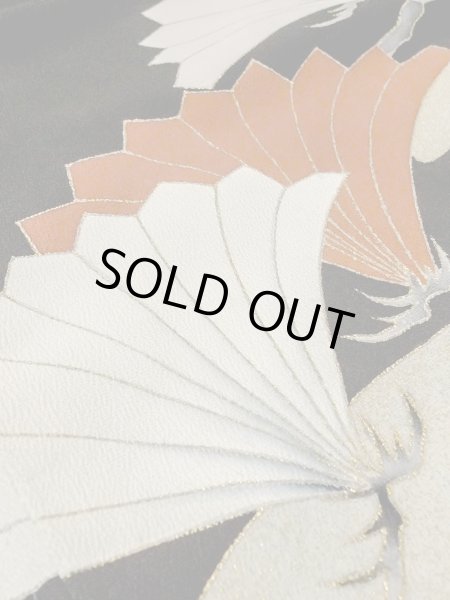 Photo12: M1228F Vintage Japanese women   Black TOMESODE formal / Silk. Haze,   (Grade C) (12)