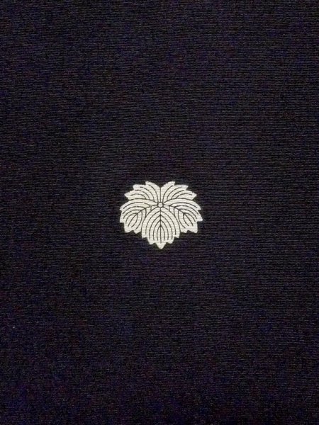 Photo4: M1228I Vintage Japanese women   Black TOMESODE formal / Synthetic. UME plum bloom,   (Grade C) (4)