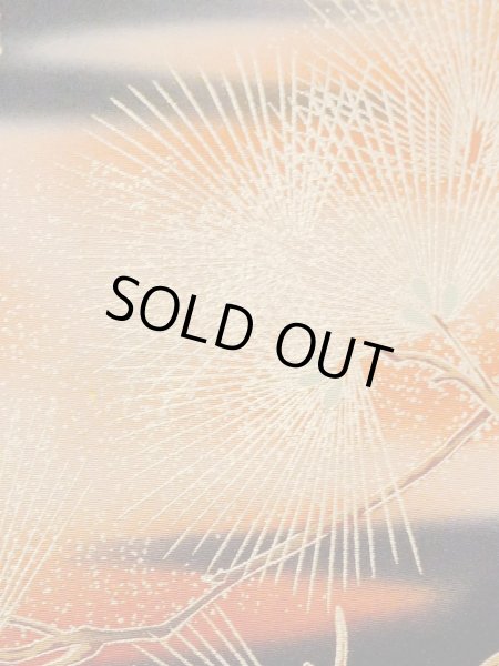 Photo11: M1228I Vintage Japanese women   Black TOMESODE formal / Synthetic. UME plum bloom,   (Grade C) (11)