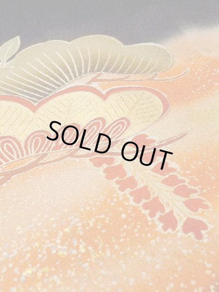 Photo15: M1228I Vintage Japanese women   Black TOMESODE formal / Synthetic. UME plum bloom,   (Grade C) (15)