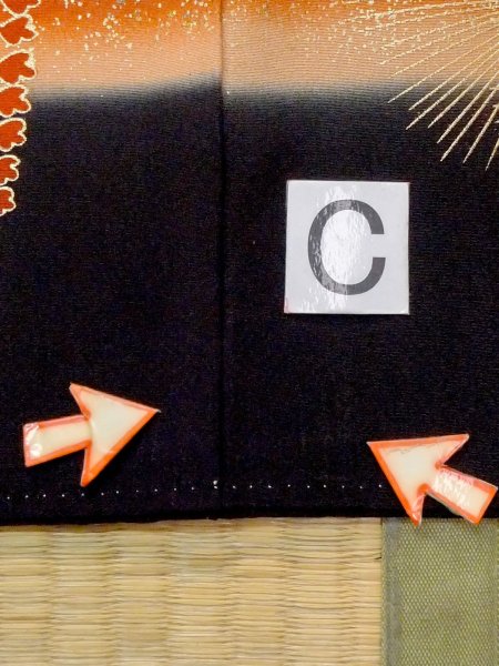 Photo21: M1228I Vintage Japanese women   Black TOMESODE formal / Synthetic. UME plum bloom,   (Grade C) (21)