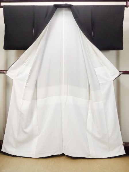 Photo3: M1228K Vintage Japanese women   Black TOMESODE formal / Silk. Haze,   (Grade C) (3)