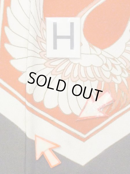 Photo23: M1228L Antique Japanese women   Black TOMESODE formal / Silk. Arabesque vine,   (Grade C) (23)