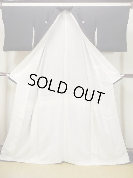 Photo3: M1228N Vintage Japanese women   Black TOMESODE formal / Silk. Flower,   (Grade C) (3)