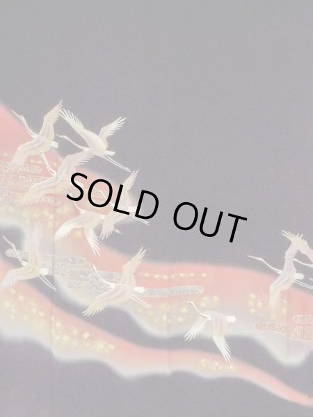 Photo5: M1228N Vintage Japanese women   Black TOMESODE formal / Silk. Flower,   (Grade C) (5)