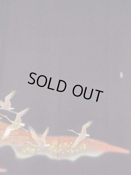 Photo6: M1228N Vintage Japanese women   Black TOMESODE formal / Silk. Flower,   (Grade C) (6)