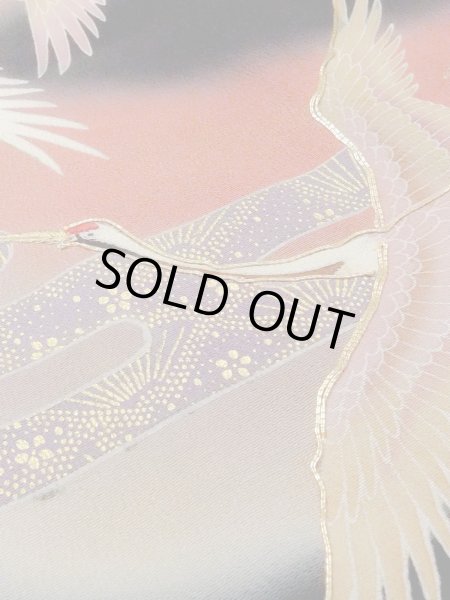 Photo12: M1228N Vintage Japanese women   Black TOMESODE formal / Silk. Flower,   (Grade C) (12)