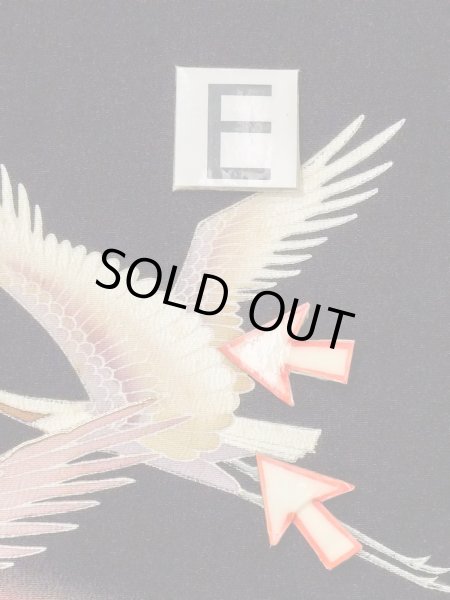 Photo21: M1228N Vintage Japanese women   Black TOMESODE formal / Silk. Flower,   (Grade C) (21)