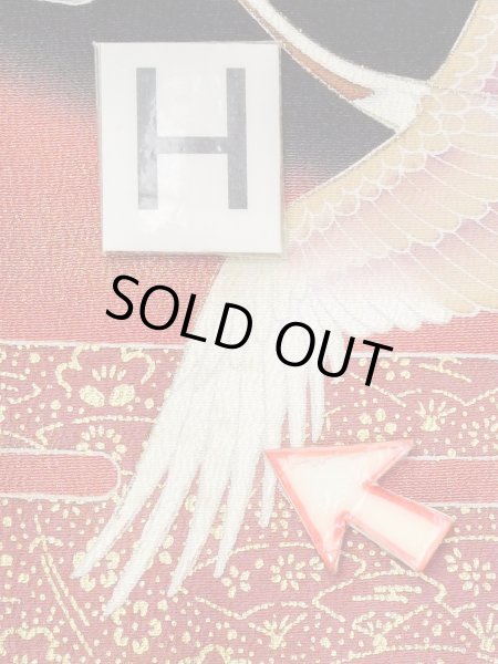 Photo24: M1228N Vintage Japanese women   Black TOMESODE formal / Silk. Flower,   (Grade C) (24)