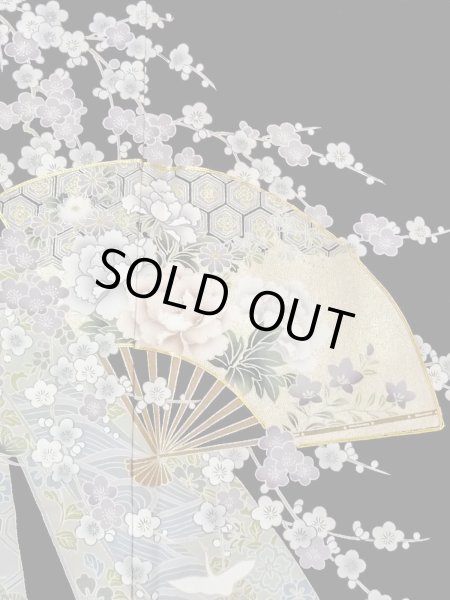 Photo7: M1228R Vintage Japanese women   Black TOMESODE formal / Synthetic. SAKURA cherry blossom,   (Grade C) (7)