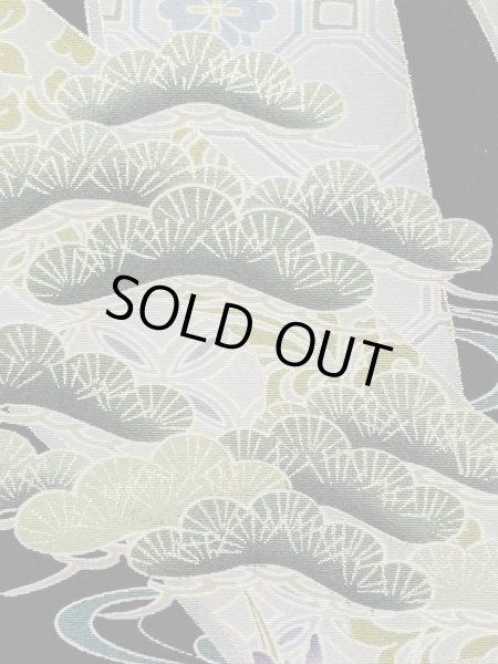 Photo9: M1228R Vintage Japanese women   Black TOMESODE formal / Synthetic. SAKURA cherry blossom,   (Grade C) (9)