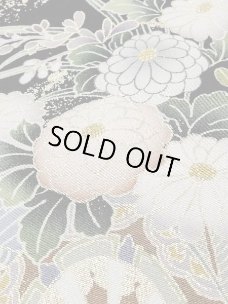 Photo13: M1228R Vintage Japanese women   Black TOMESODE formal / Synthetic. SAKURA cherry blossom,   (Grade C) (13)