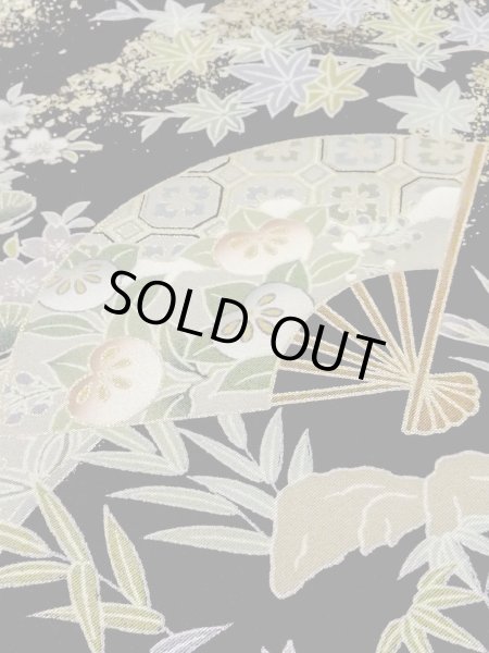 Photo14: M1228R Vintage Japanese women   Black TOMESODE formal / Synthetic. SAKURA cherry blossom,   (Grade C) (14)