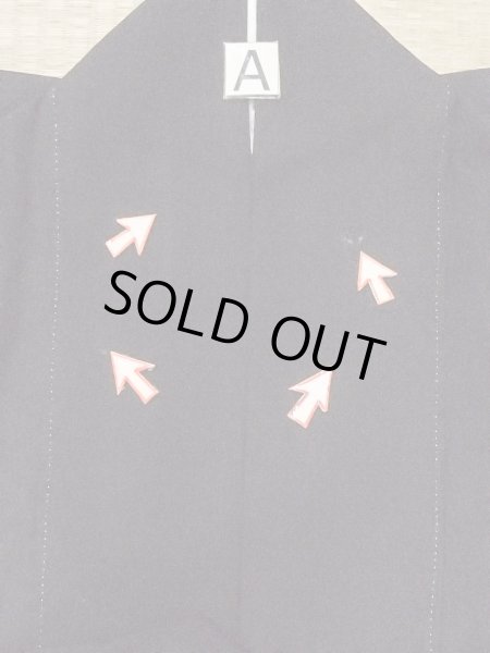 Photo18: M1228R Vintage Japanese women   Black TOMESODE formal / Synthetic. SAKURA cherry blossom,   (Grade C) (18)