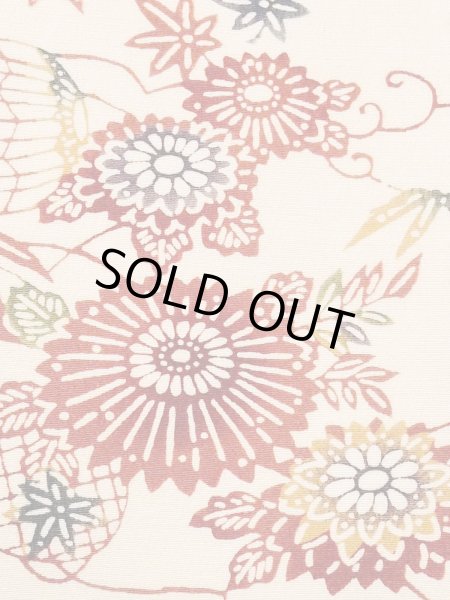 Photo5: M1228S Vintage Japanese women   Ivory KOMON dyed / Silk. Chrysanthemum,   (Grade C) (5)