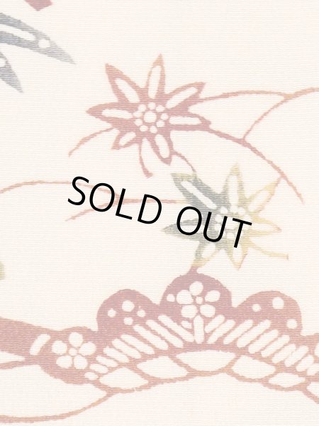 Photo7: M1228S Vintage Japanese women   Ivory KOMON dyed / Silk. Chrysanthemum,   (Grade C) (7)