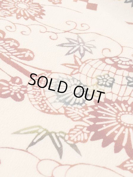 Photo10: M1228S Vintage Japanese women   Ivory KOMON dyed / Silk. Chrysanthemum,   (Grade C) (10)