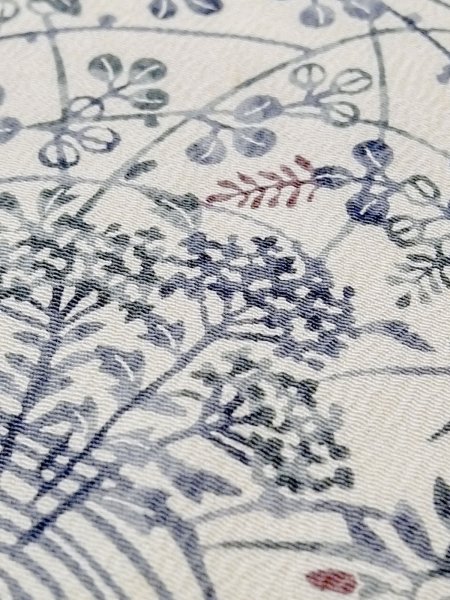 Photo8: M1228T Vintage Japanese women   White KOMON dyed / Synthetic. Chrysanthemum,   (Grade C) (8)