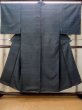 Photo1: N0116H Vintage Japanese  Grayish Navy Blue Men's Kimono / Silk. Line   (Grade C) (1)