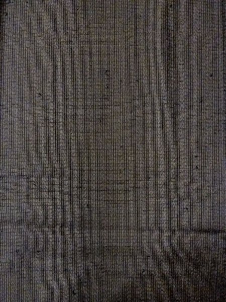 Photo4: N0116I Vintage Japanese  Dark Gray Men's Kimono / Cotton/hemp Plaid Checks Aging deterioration. There is an impression from use.  (Grade C) (4)