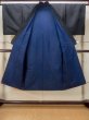 Photo2: N0116J Vintage Japanese  Dark Navy Blue Men's Kimono / Silk. Stripes   (Grade D) (2)