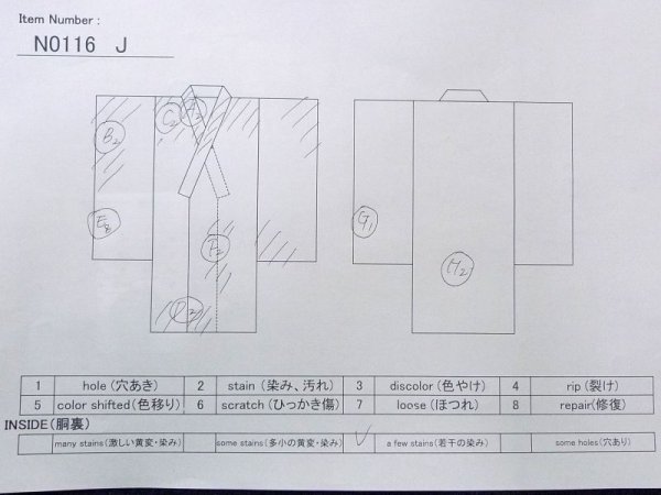 Photo11: N0116J Vintage Japanese  Dark Navy Blue Men's Kimono / Silk. Stripes   (Grade D) (11)