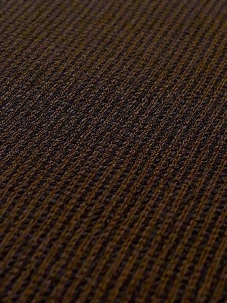 Photo7: N0116L Vintage Japanese  Dark Brown Men's Kimono / Silk. Stripes   (Grade C) (7)