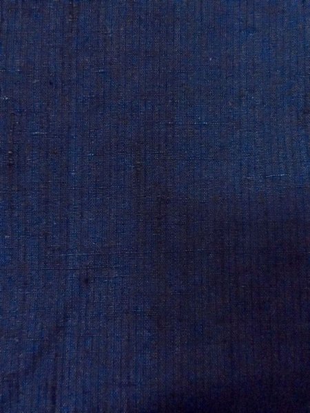 Photo5: Mint N0116O Used Japanese   Indigo Blue Men's Kimono / Silk. Stripes   (Grade A) (5)