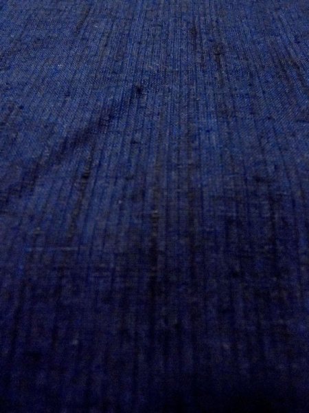 Photo7: Mint N0116O Used Japanese   Indigo Blue Men's Kimono / Silk. Stripes   (Grade A) (7)