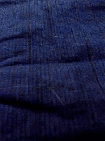 Photo8: Mint N0116O Used Japanese   Indigo Blue Men's Kimono / Silk. Stripes   (Grade A) (8)