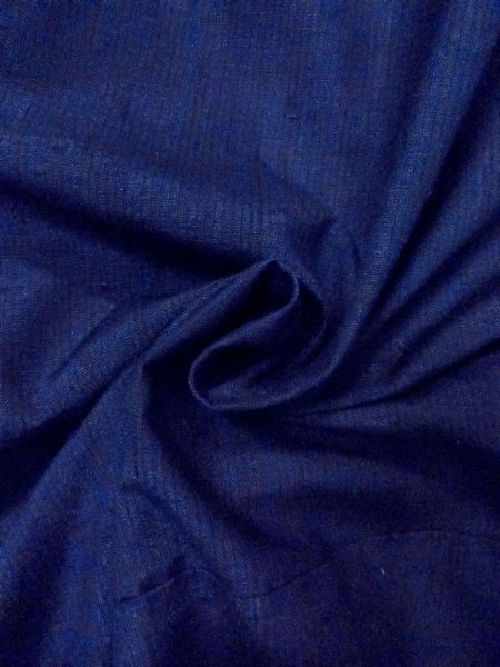 Photo9: Mint N0116O Used Japanese   Indigo Blue Men's Kimono / Silk. Stripes   (Grade A) (9)