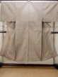 Photo1: N0116P Used Japanese   Beige Men's Kimono / Silk. Stripes   (Grade B) (1)