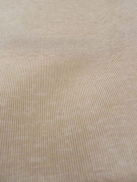 Photo7: N0116P Used Japanese   Beige Men's Kimono / Silk. Stripes   (Grade B) (7)