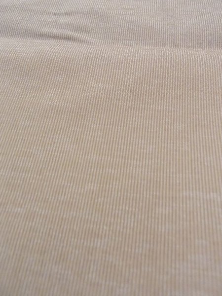 Photo8: N0116P Used Japanese   Beige Men's Kimono / Silk. Stripes   (Grade B) (8)