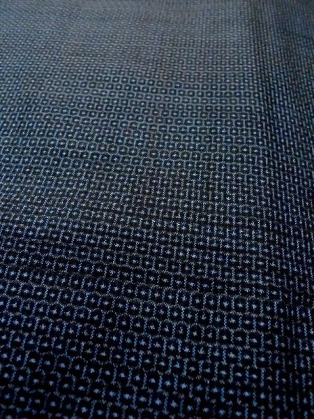 Photo7: Mint N0116Q Vintage Japanese   Navy Blue Men's Kimono / Silk. Tortoise-shell pattern(Hexagonal pattern)   (Grade A) (7)