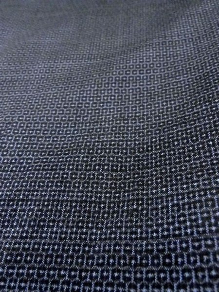 Photo7: Mint N0116R Vintage Japanese   Navy Blue Men's Kimono / Silk. Tortoise-shell pattern(Hexagonal pattern)   (Grade A) (7)