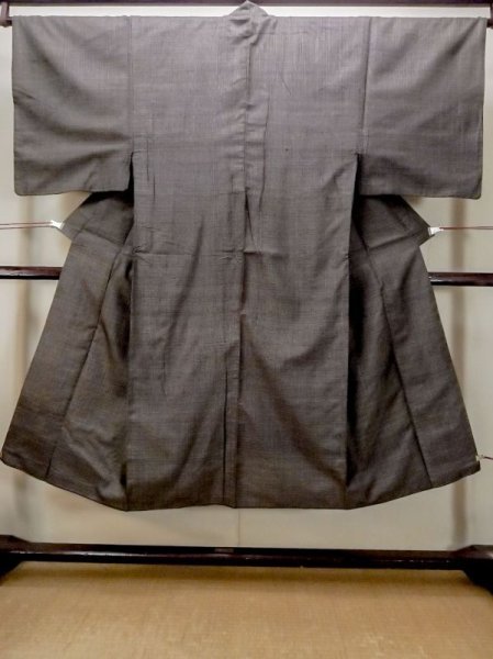 Photo1: N0116S Vintage Japanese   Brown Men's Kimono / Silk. Quadrangle,   (Grade D) (1)