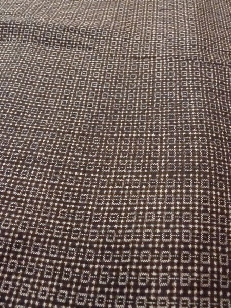 Photo8: N0116S Vintage Japanese   Brown Men's Kimono / Silk. Quadrangle,   (Grade D) (8)