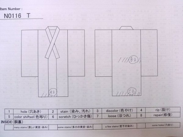 Photo7: N0116T Vintage Japanese   Black Men's Kimono / Silk.    (Grade C) (7)