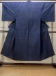 Photo1: N0116U Used Japanese   Indigo Blue Men's Kimono / Silk. Stripes   (Grade B) (1)