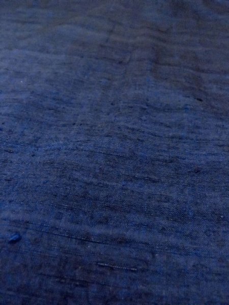 Photo7: N0116U Used Japanese   Indigo Blue Men's Kimono / Silk. Stripes   (Grade B) (7)