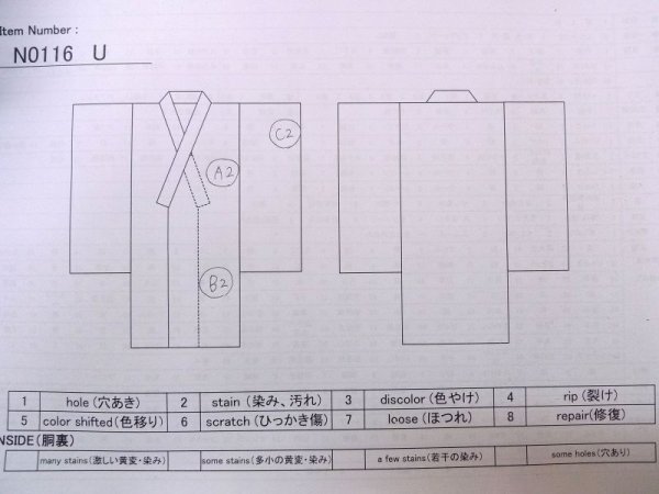Photo11: N0116U Used Japanese   Indigo Blue Men's Kimono / Silk. Stripes   (Grade B) (11)